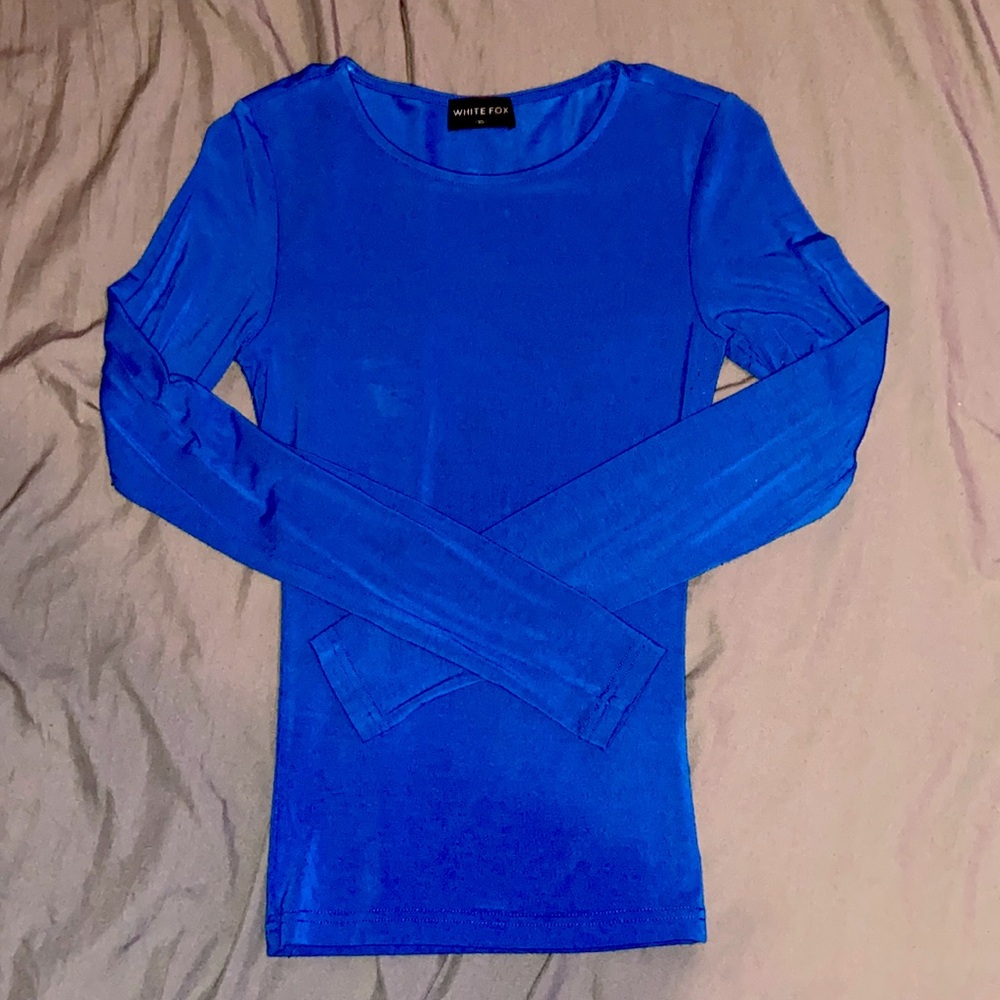 white fox long sleeve dark blue shirt